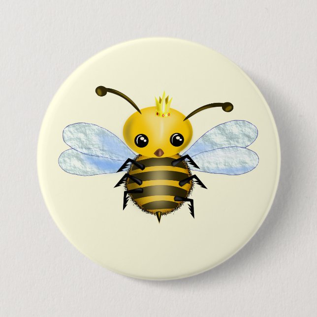 Badge Rond 7,6 Cm Bouton Queen Bee - Votre couleur - Texte (Devant)
