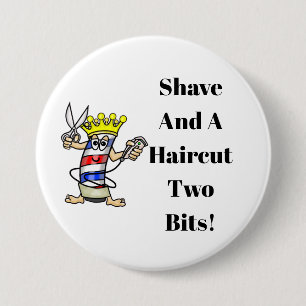 Badge Rond 7,6 Cm Bouton Rasage Et Coupe De Cheveux Deux Bits