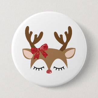 Badge Rond 7,6 Cm Bouton rennes de Noël