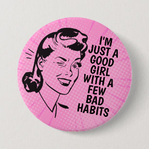 Badge Rond 7,6 Cm Bouton Rétro Bonne Fille