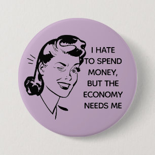 Badge Rond 7,6 Cm Bouton Retro Funny Shopping Devis