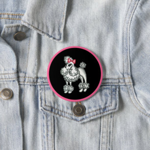 Badge Rond 7,6 Cm Bouton Retro Poodle