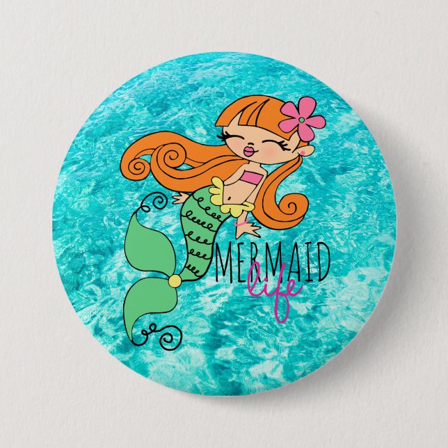 Badge Rond 7,6 Cm Bouton rond 3 pouces Mermaid Life RH (Devant)