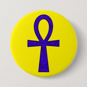 Badge Rond 7,6 Cm Bouton rond Ankh bleu