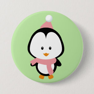 Badge Rond 7,6 Cm Bouton rond de pingouin de Noël mignon
