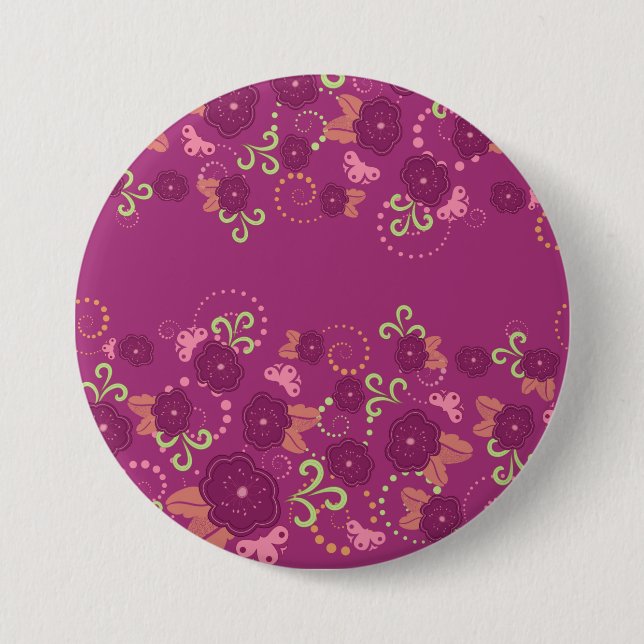 Badge Rond 7,6 Cm Bouton rond fleuri violet (Devant)