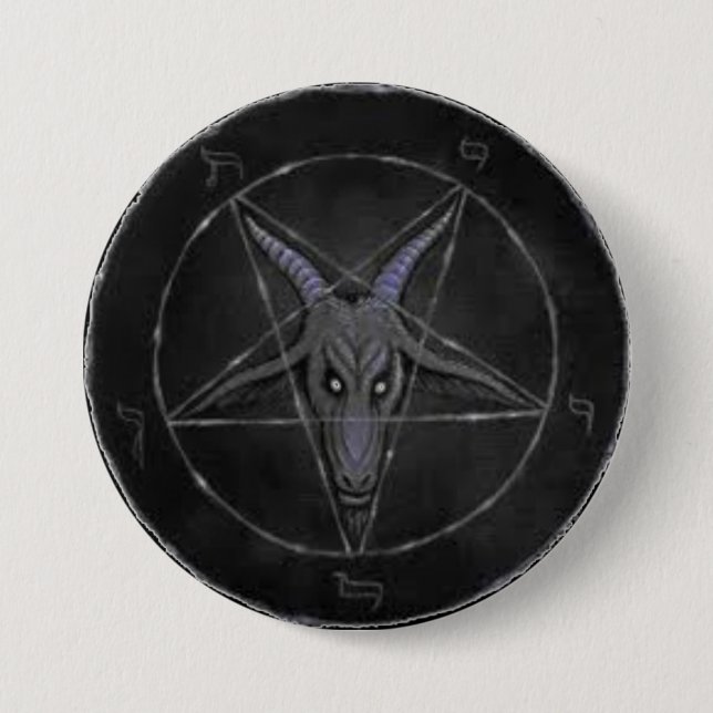 Badge Rond 7,6 Cm Bouton rond gris de Baphomet (Devant)