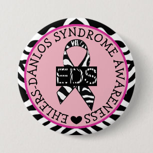 Badge Rond 7,6 Cm Bouton rose de sensibilisation au syndrome EDS Ehl