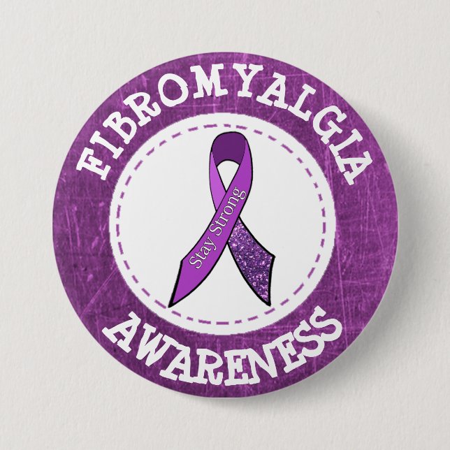 Badge Rond 7,6 Cm Bouton Ruban de sensibilisation à la fibromyalgie  (Devant)
