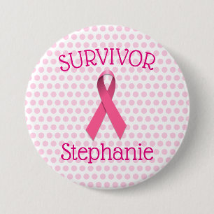 Badge Rond 7,6 Cm Bouton Ruban de survivant du cancer rose