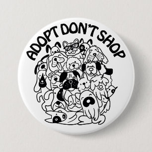 Badge Rond 7,6 Cm Bouton Secourt d'adoption de chien