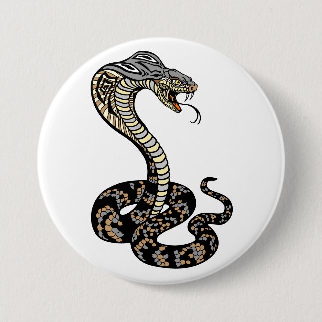 Badge Rond 7,6 Cm bouton serpent cobra (Devant)
