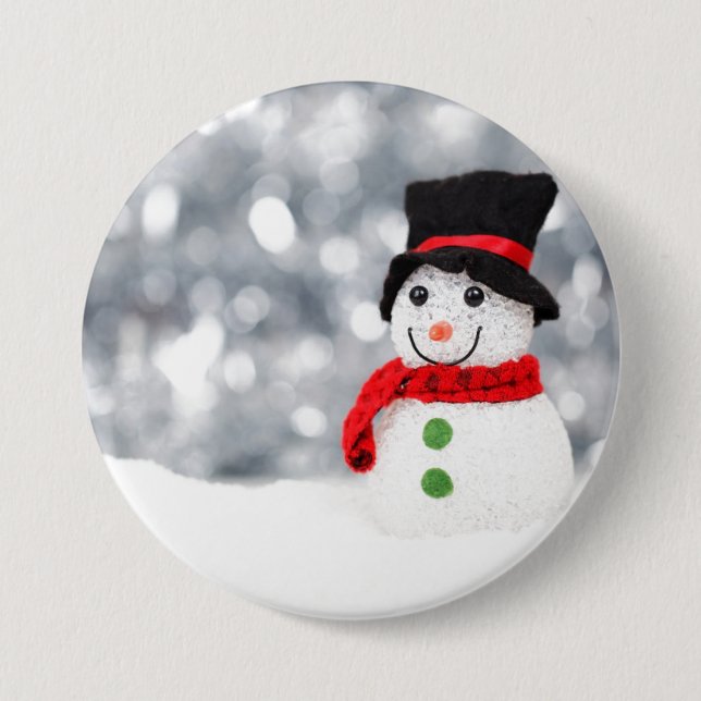 Badge Rond 7,6 Cm Bouton Snowman (Devant)