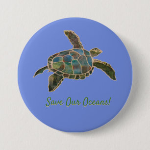 Badge Rond 7,6 Cm Bouton - Tortue de mer