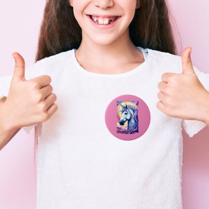 Badge Rond 7,6 Cm Bouton Unicorne Cosmologique Violet