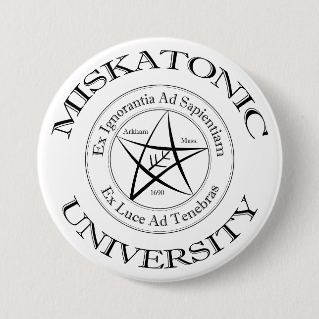 Badge Rond 7,6 Cm Bouton Université Miskatonique (Devant)