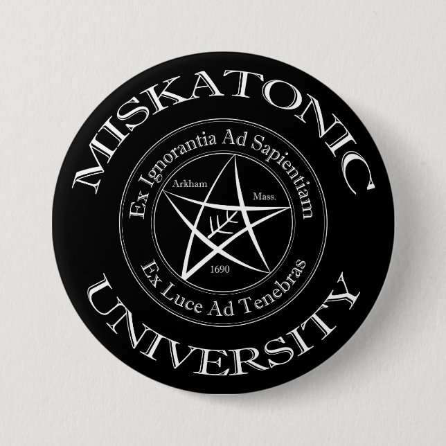 Badge Rond 7,6 Cm Bouton Université Miskatonique (Devant)