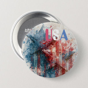Badge Rond 7,6 Cm Bouton USA