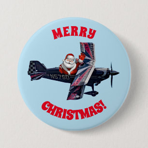 Badge Rond 7,6 Cm Bouton Waving Père Noël