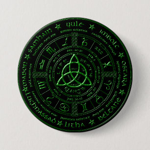 Badge Rond 7,6 Cm Bouton Zodiac celtique Ébony Emerald