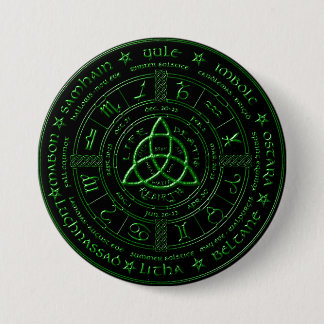 Badge Rond 7,6 Cm Bouton Zodiac celtique Ébony Emerald
