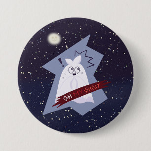 Badge Rond 7,6 Cm Boutons de dessin animé de fantôme choqué drôle