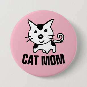 Badge Rond 7,6 Cm Boutons de Kitty rose mot CAT MOM