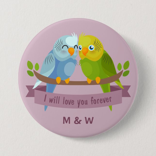 Badge Rond 7,6 Cm Boutons monogrammes personnalisés Inséparables (Devant)