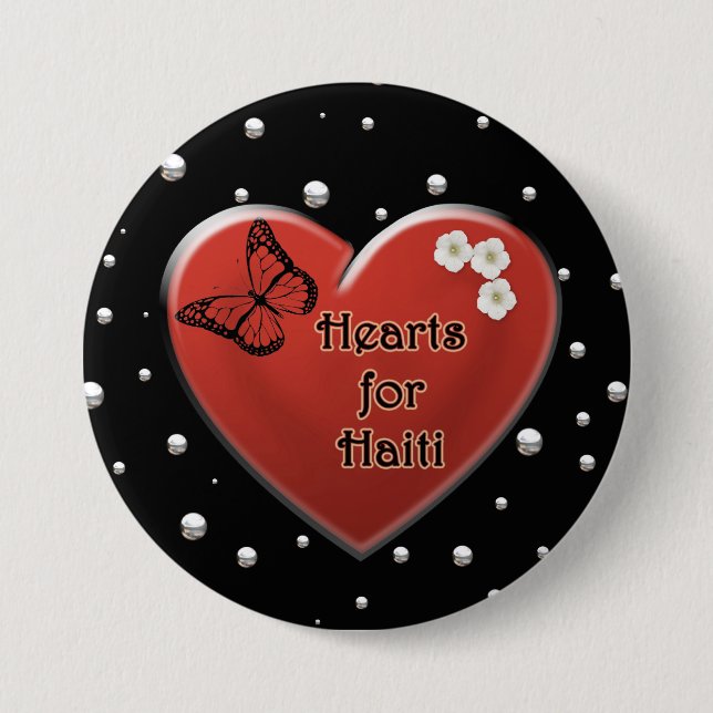 Badge Rond 7,6 Cm Boutons Saint Valentin de Haïti Relief (Devant)