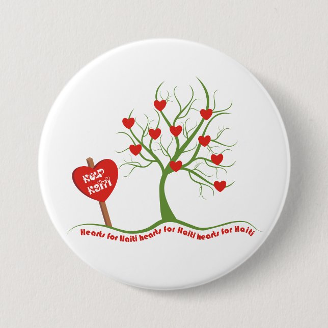 Badge Rond 7,6 Cm Boutons Saint Valentin de Haïti Relief (Devant)