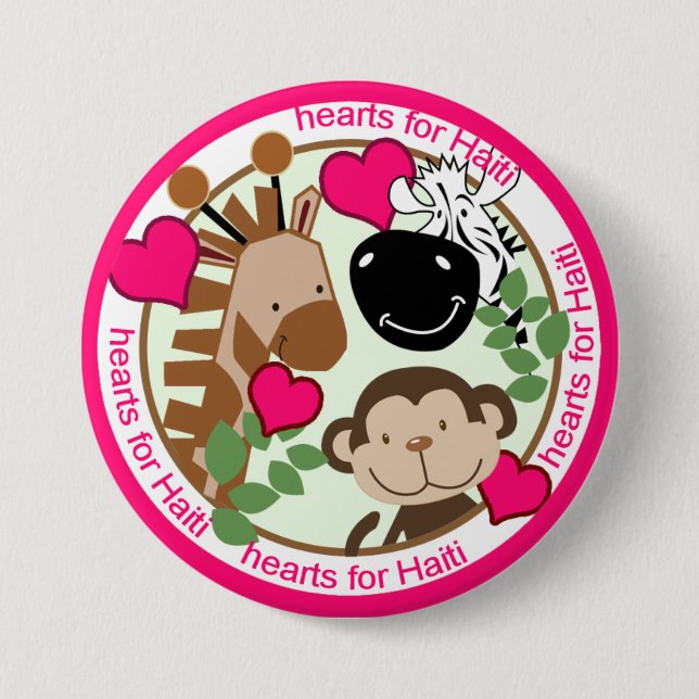 Badge Rond 7,6 Cm Boutons Saint Valentin de Haïti Relief (Devant)