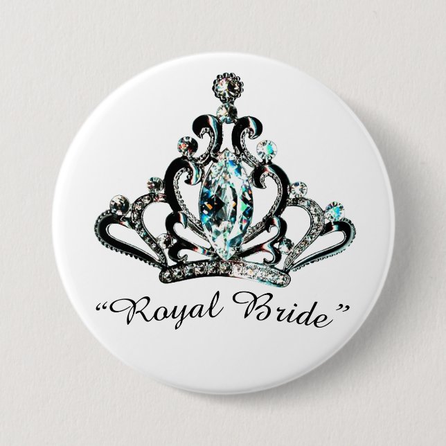 Badge Rond 7,6 Cm Boutons Tiara "Royal Bride" (Devant)