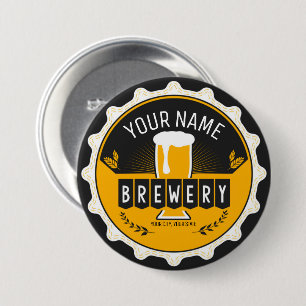 Badge Rond 7,6 Cm Brasserie personnalisée Bouteille Casquette Bar