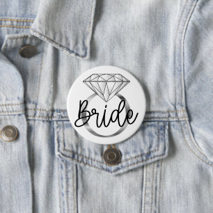 Badge Rond 7,6 Cm Bride Diamond Fiançailles Bague Argent