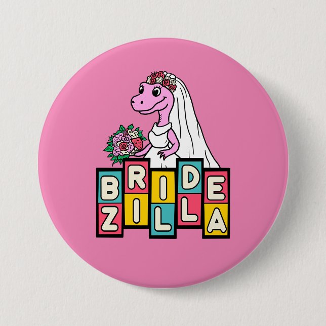 Badge Rond 7,6 Cm Bride Zilla Rétro  (Devant)