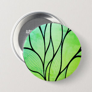 Badge Rond 7,6 Cm Bright Green Hues Creative Leave Motif