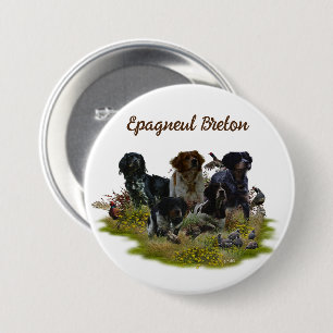 Badge Rond 7,6 Cm  Brittany Spaniels,   Bird Hunting  