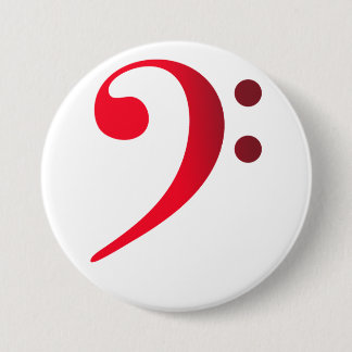 Badge Rond 7,6 Cm Broche (Botton) Clave de Fá Vermelha
