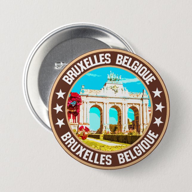Badge Rond 7,6 Cm Bruxelles (Devant & derrière)