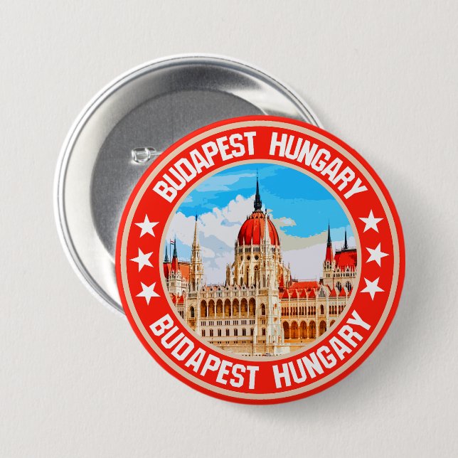 Badge Rond 7,6 Cm Budapest (Devant & derrière)