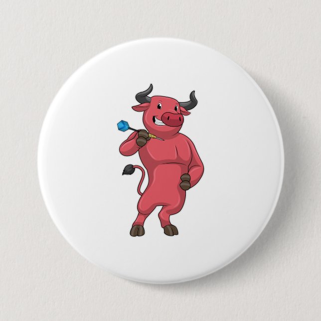 Badge Rond 7,6 Cm Bull aux fléchettes avec Dart (Devant)