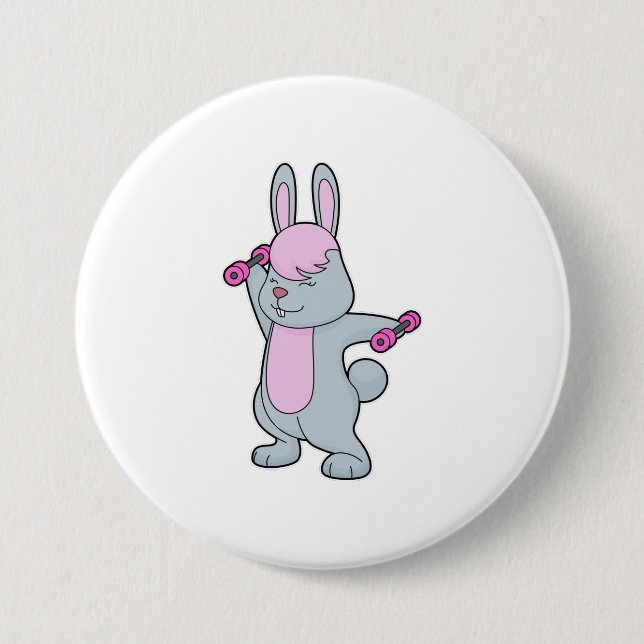 Badge Rond 7,6 Cm Bunny Fitness Dumbbell (Devant)