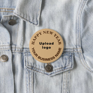 Badge Rond 7,6 Cm Business Nouvel An Salutation sur la lumière Brown
