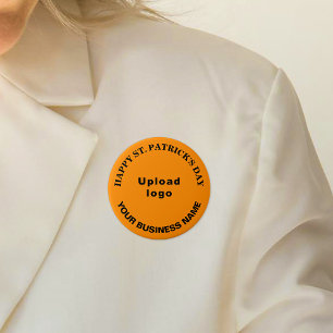 Badge Rond 7,6 Cm Business Saint Patrick Salutation sur Orange Round