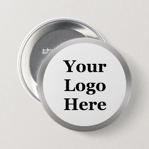 Badge Rond 7,6 Cm Business White brossé métal Regardez votre logo ic