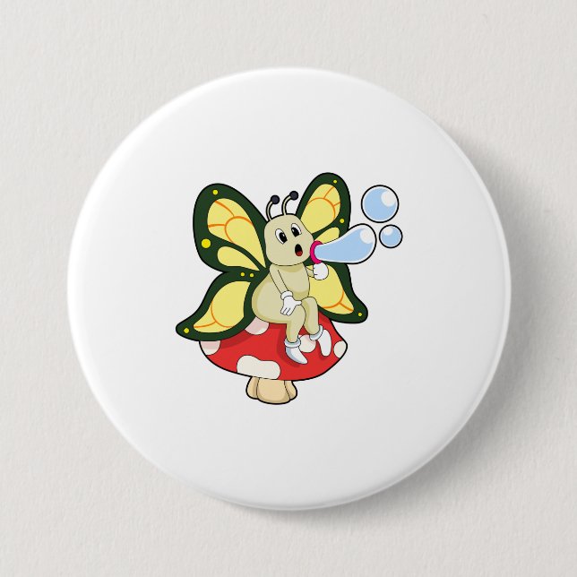 Badge Rond 7,6 Cm Butterfly with Soap bubbles (Devant)