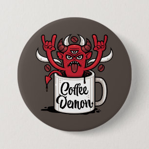 Badge Rond 7,6 Cm Café Demon