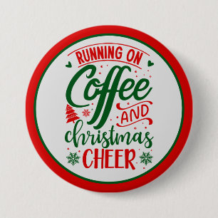 Badge Rond 7,6 Cm Café et Joie de Noël