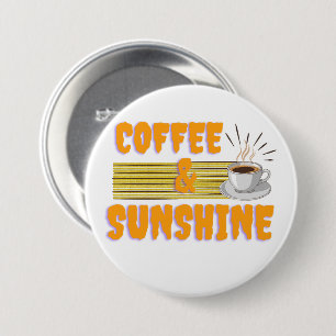 Badge Rond 7,6 Cm Café & Soleil – Vibrations Matinales Positives