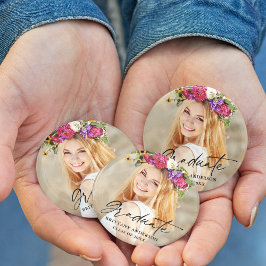 Badge Rond 7,6 Cm Calligraphie moderne - Script d'encre - Photo d'un